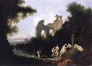 unknow artist, Landscape,Ruins and Figure